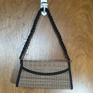 Elegant Black and Tan Woven Clutch